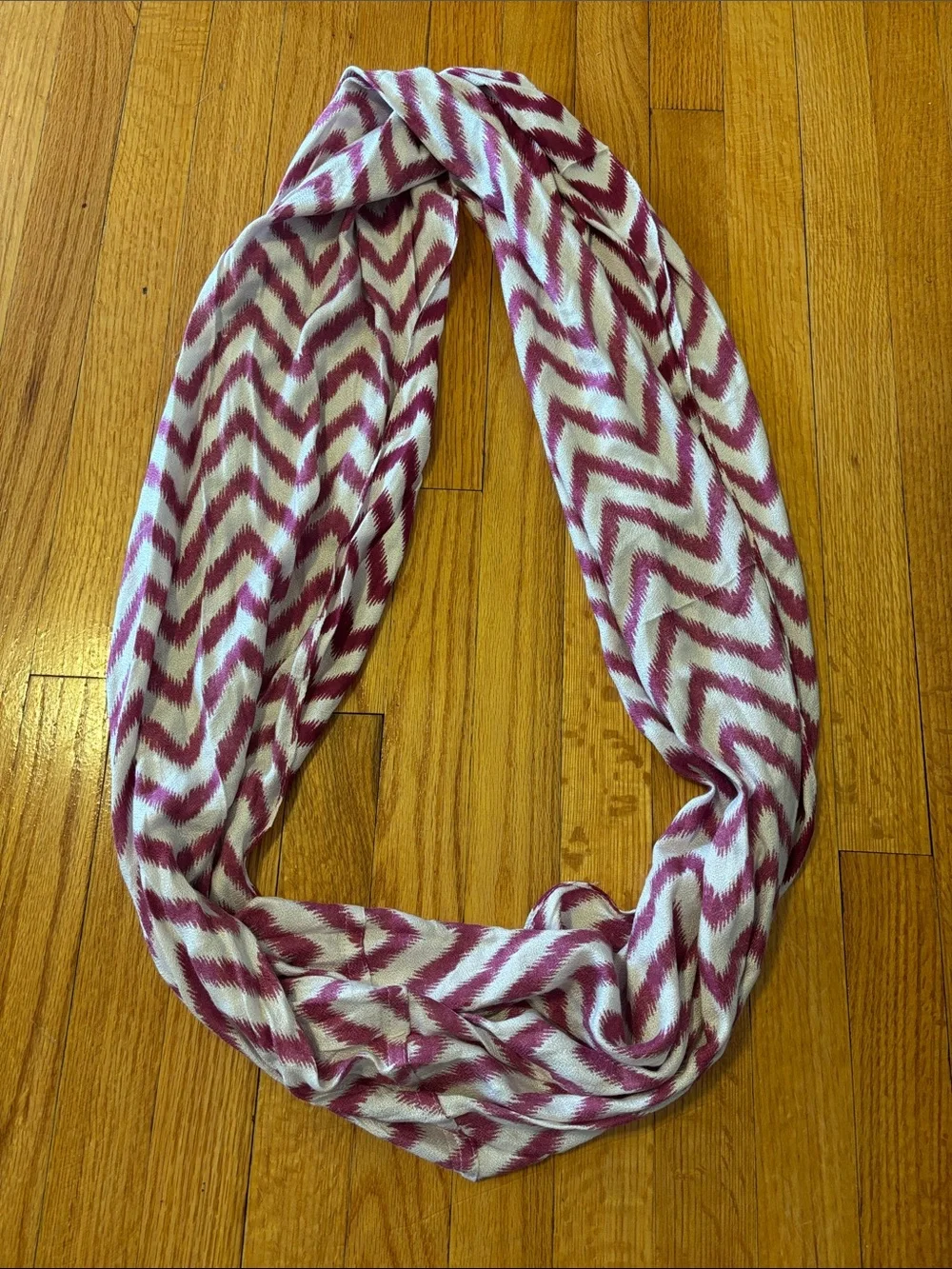 Bella Taylor Chevron Infinity Scarf Burgundy & White Patterned OS